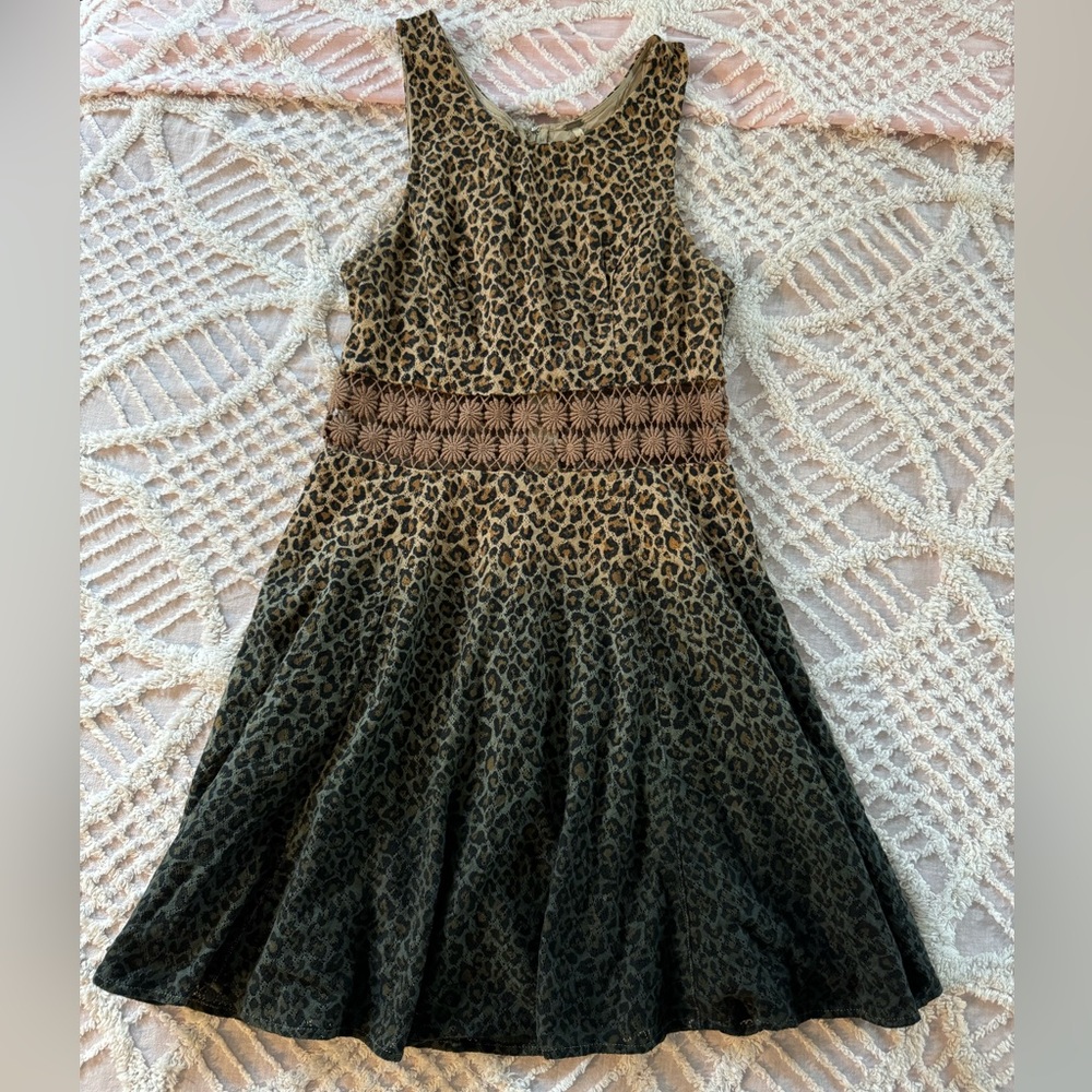 Free People Leopard Ombré Daisy Chain Skater Dress Size 4